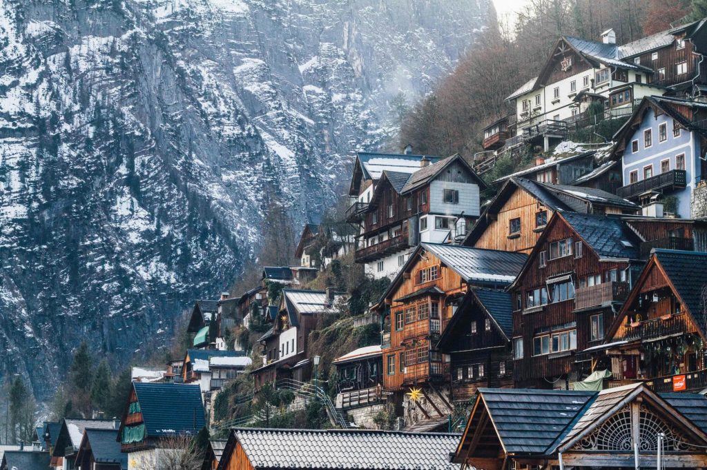 wooden houses at mountain